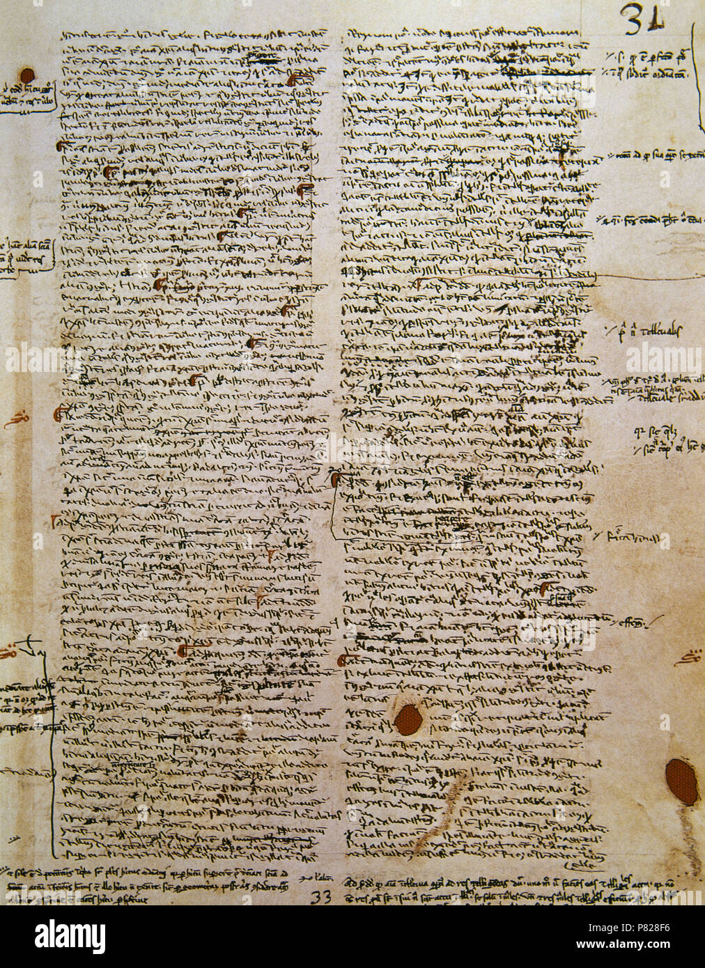 Commentary on the Third Book of the Sentences, written in 1254 by Italian Dominician friar Saint Thomas Aquinas (1225-1274). In Latin. Vatican Apostolic Library. Vatican City. Stock Photo
