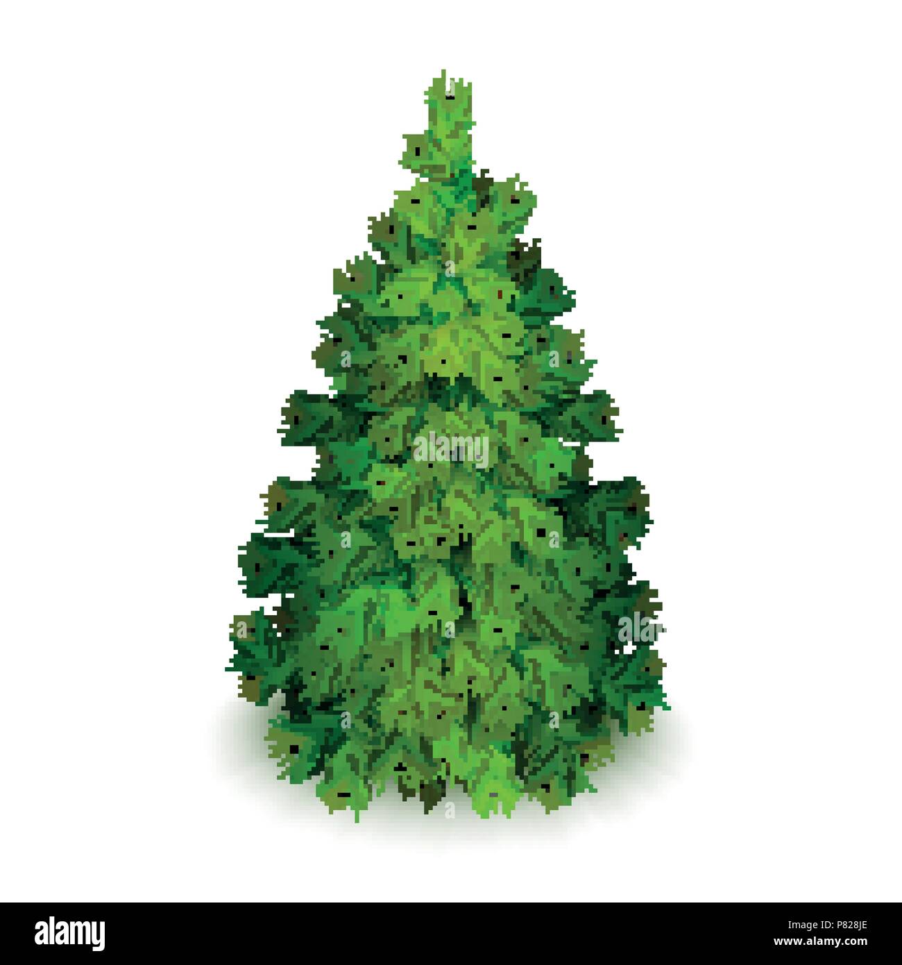 Stock vector illustration realistic Christmas tree Isolated on white ...