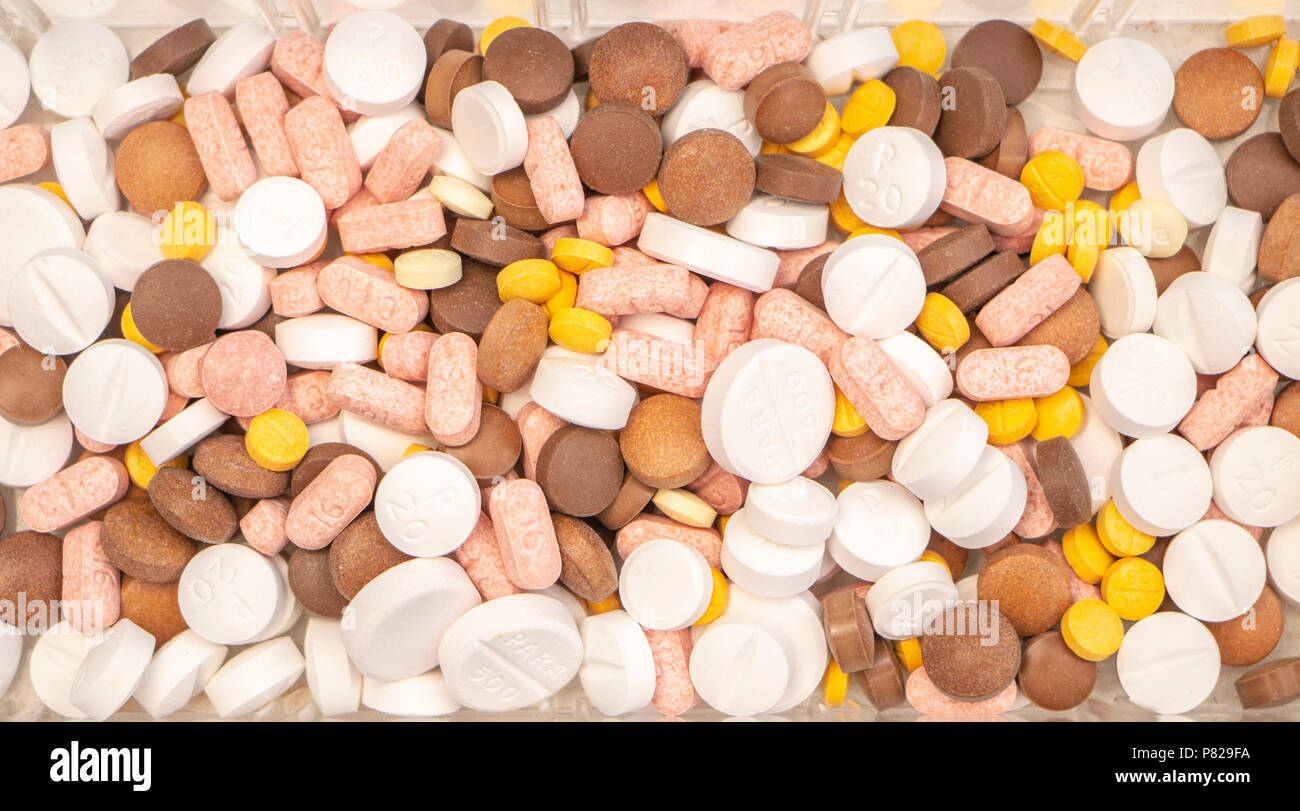 multicoloured prescription pills médecine drugs Stock Photo