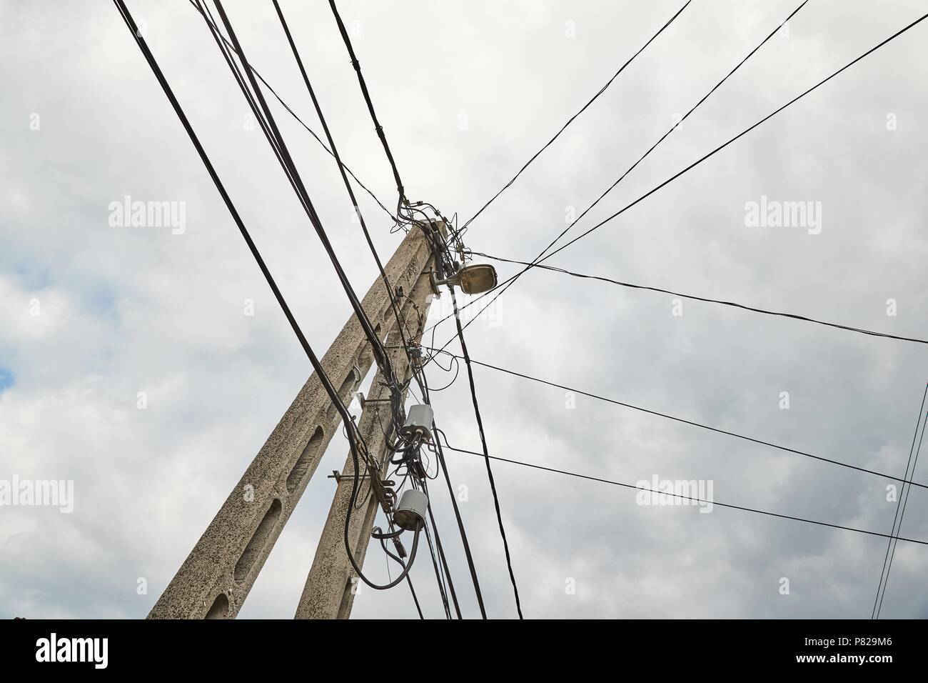 Many cables of electric lines Stock Photo - Alamy