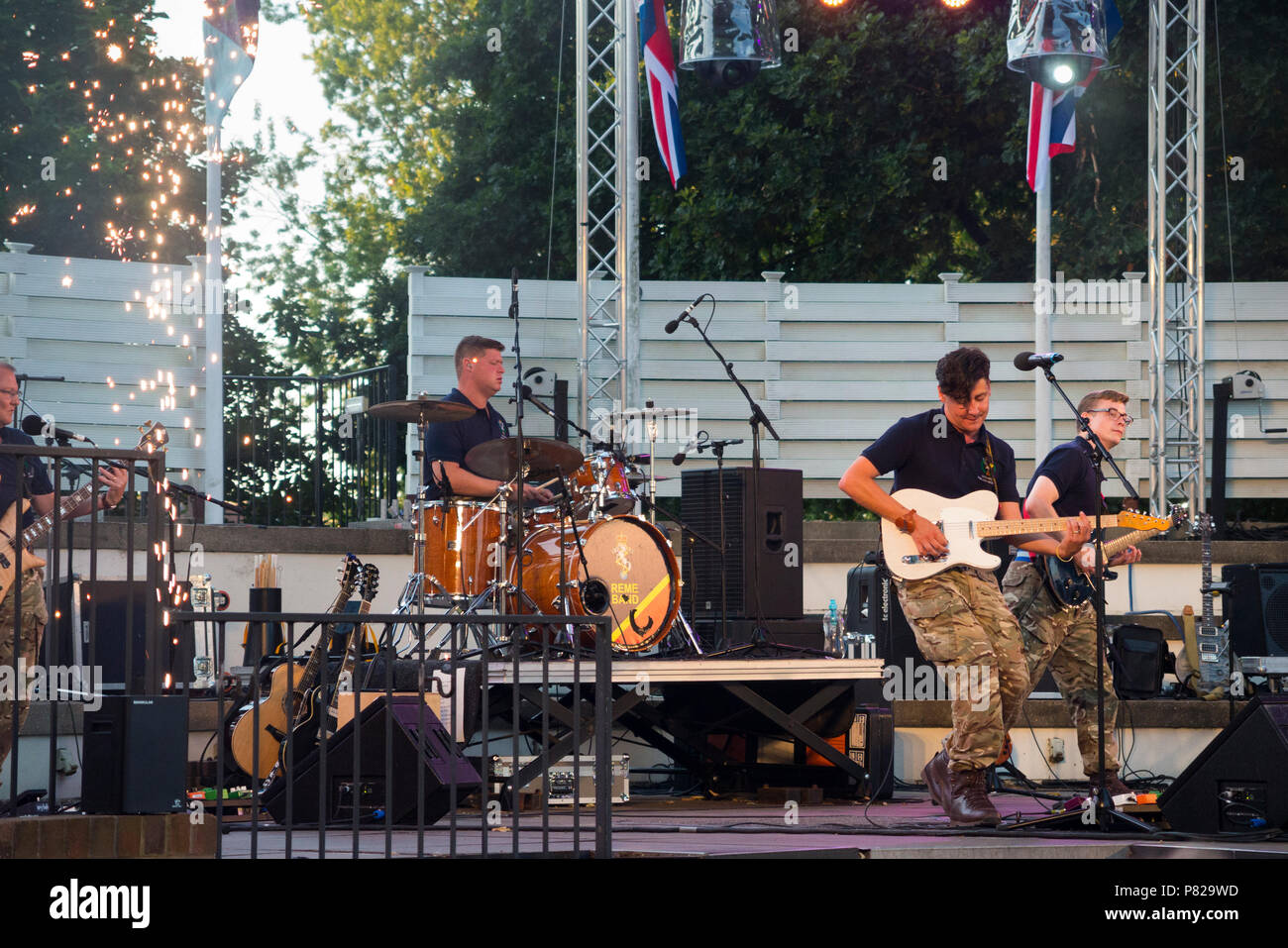 Band made up of British Army soldiers play at live summer music concert