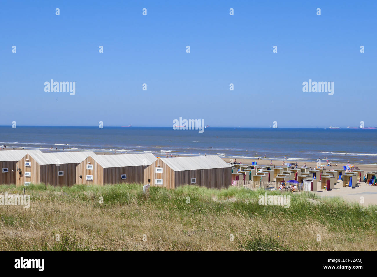wooden beach houses at the beach in Katwijk aan Zee, holland Stock Photo Alamy