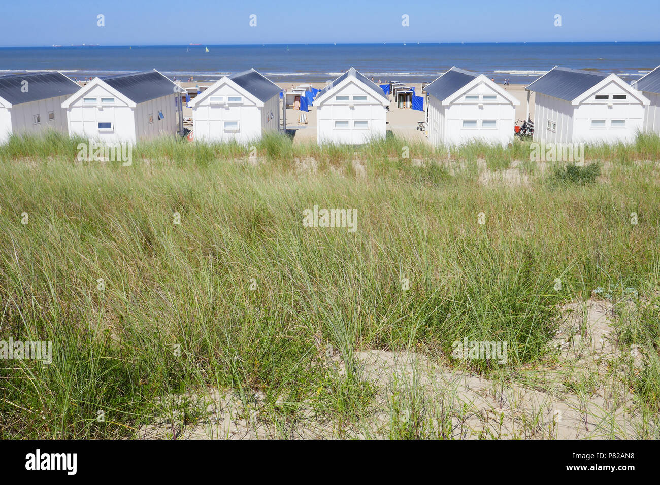 wooden beach houses at the beach in Katwijk aan Zee, holland Stock Photo Alamy