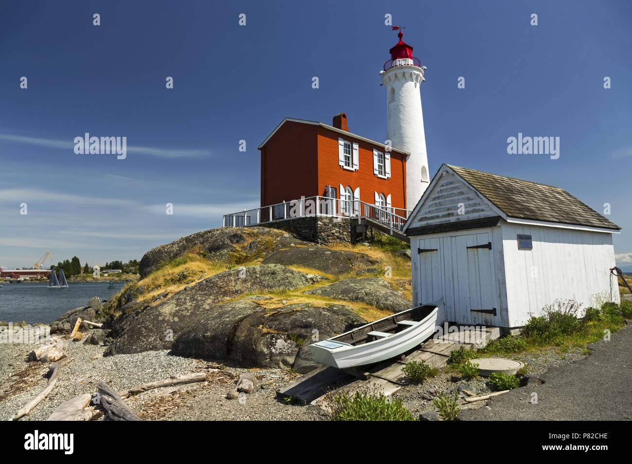 Fisgard Lighthouse, Canadian National Historic Site, on Fort Rodd Hill near Victoria Harbour on Vancouver Island Stock Photo
