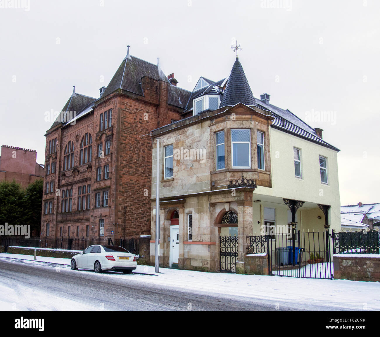 RUTHERGLEN, SCOTLAND - DECEMBER 29 2017: The back view of the Old Burgh Primary School and the Rutherglen Evangelistic Institute. Stock Photo