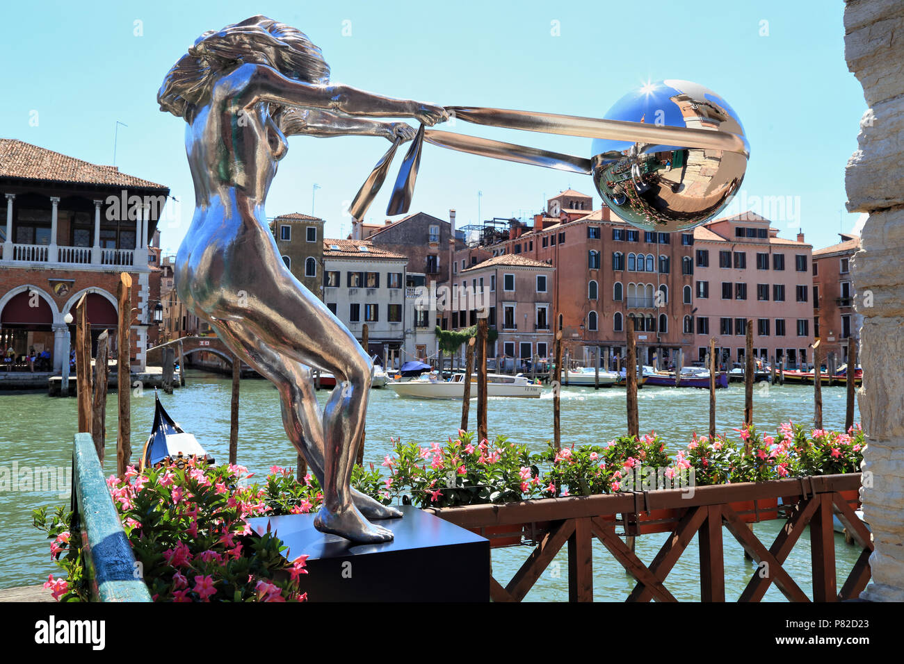Lorenzo Quinn - The force of nature, sculpture, Venice 2018 Stock Photo