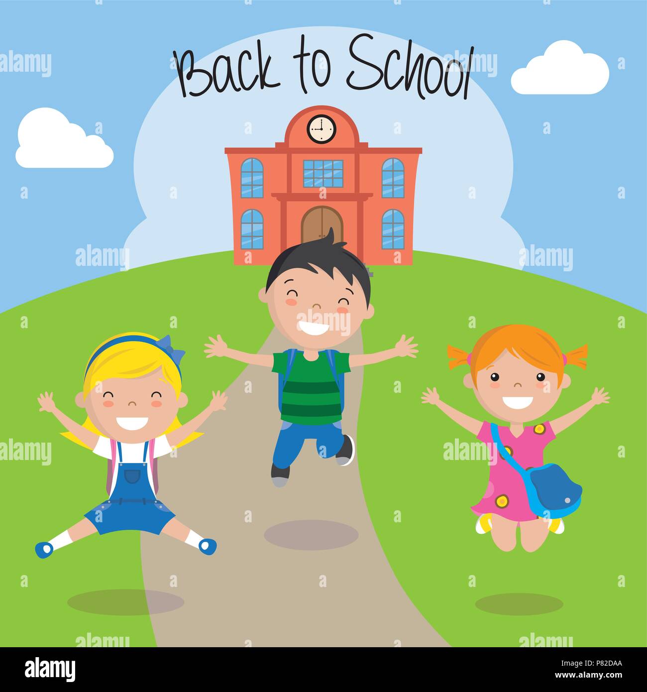Happy Children For The Return To School Stock Vector Image Art Alamy Happy Children For The Return To School Stock Vector Image Art Alamy
