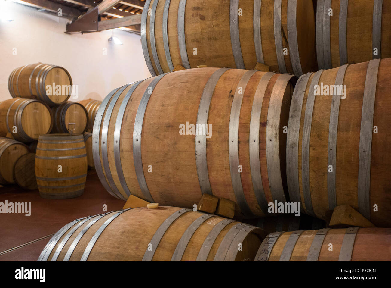 New barrels for aging wine Stock Photo Alamy