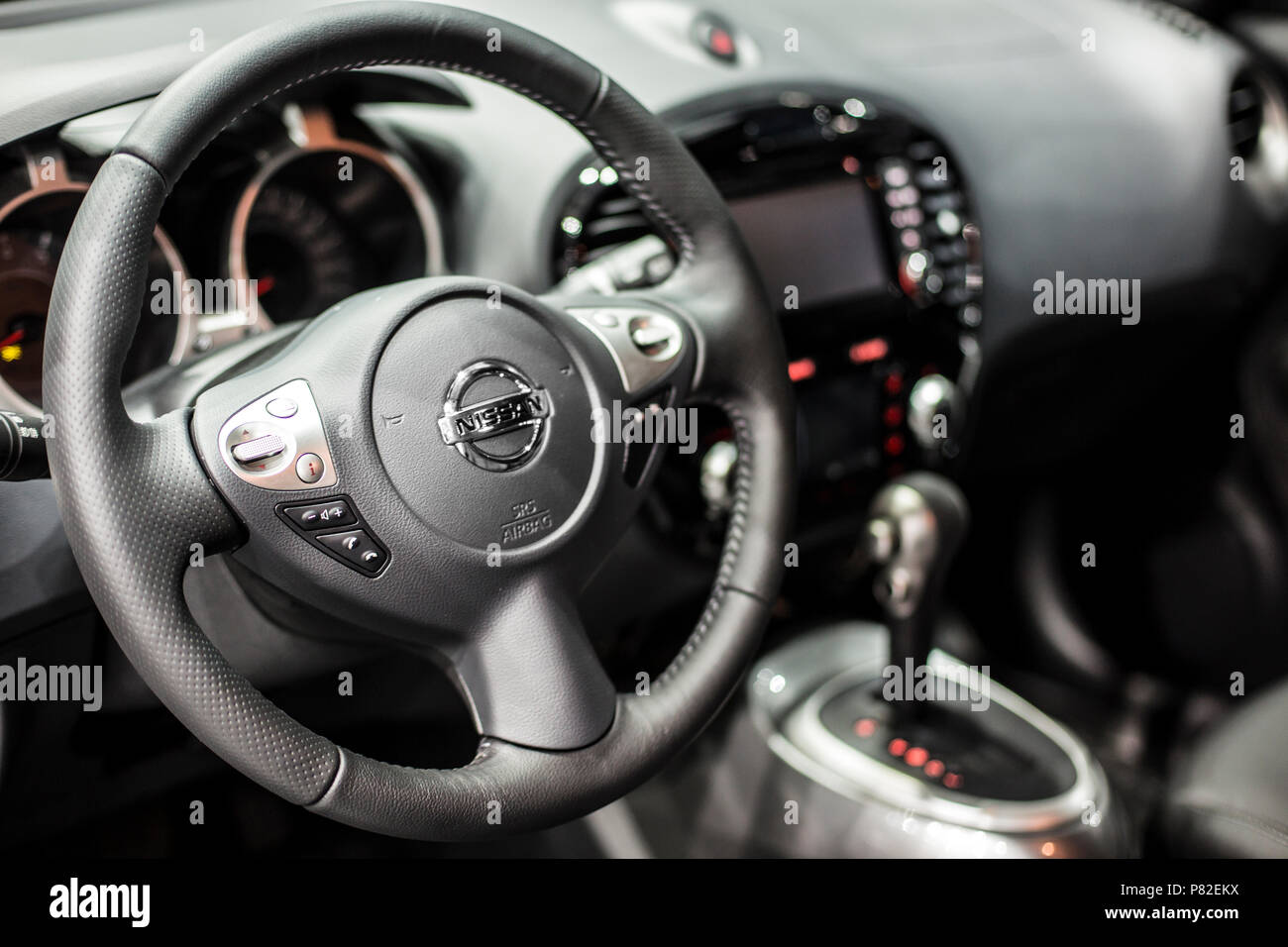 Minsk, May 2018 Interior of Nissan Juke Stock Photo - Alamy