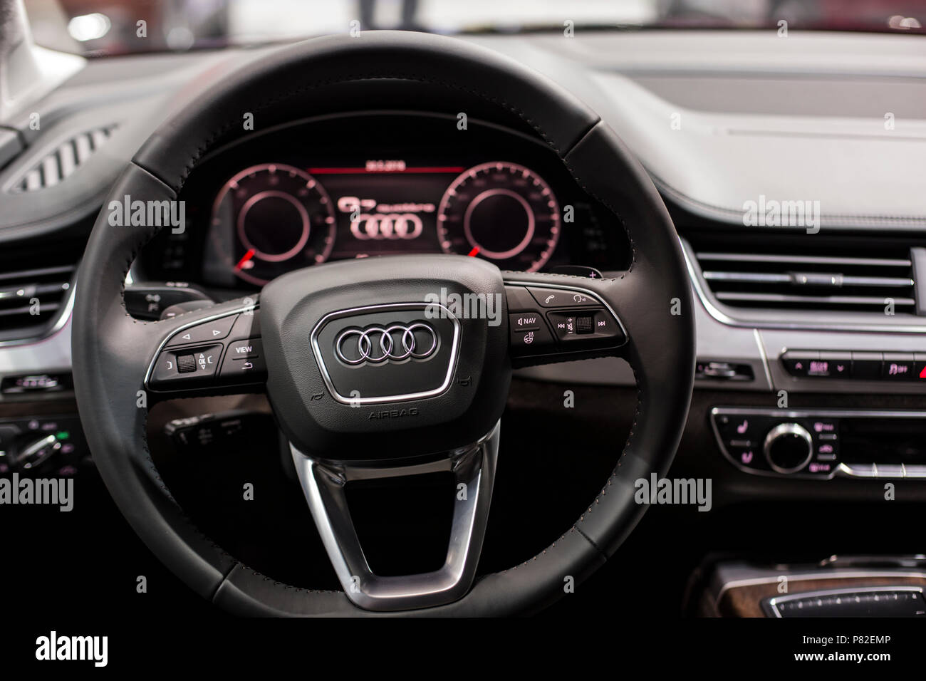 Minsk, May 2018 Interior of Audi Q7 Stock Photo - Alamy