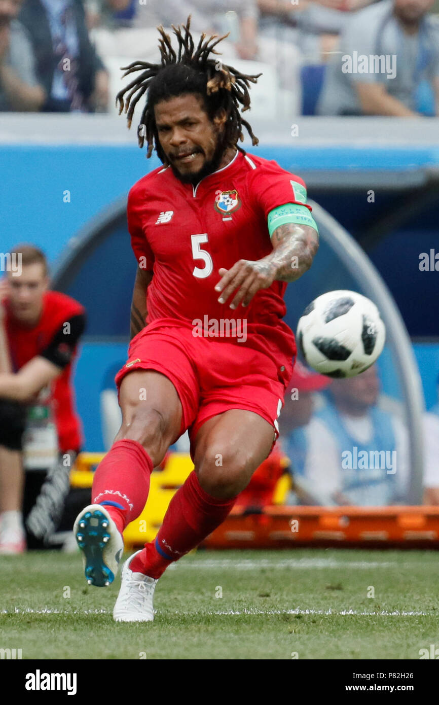 NIZHNY NOVGOROD, RUSSIA - JUNE 24: Roman Torres of Panama national team during the 2018 FIFA World Cup Russia group G match between England and Panama at Nizhny Novgorod Stadium on June 24, 2018 in Nizhny Novgorod, Russia. (MB Media) Stock Photo