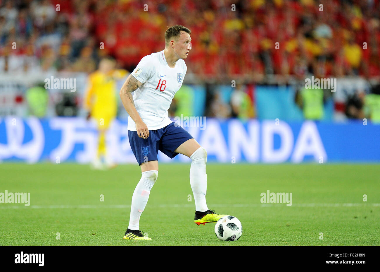KALININGRAD, RUSSIA - JUNE 28: Phil Jones of England in action during the 2018 FIFA World Cup Russia group G match between England and Belgium at Kaliningrad Stadium on June 28, 2018 in Kaliningrad, Russia. (Photo by Norbert Barczyk/PressFocus/MB Media/) Stock Photo