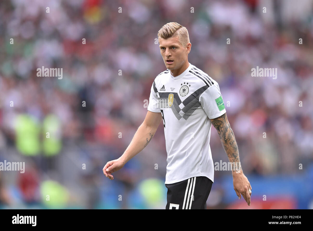 MOSCOW, RUSSIA - JUNE 17: Toni Kroos of Germany reacts during the 2018 FIFA World Cup Russia group F match between Germany and Mexico at Luzhniki Stadium on June 17, 2018 in Moscow, Russia. (Photo by Lukasz Laskowski/PressFocus/MB Media) Stock Photo