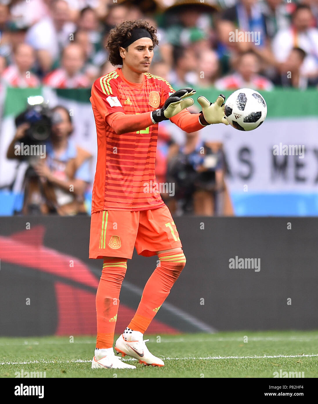 MOSCOW, RUSSIA - JUNE 17: Guillermo Ochoa of Mexico during the 2018 FIFA World Cup Russia group F match between Germany and Mexico at Luzhniki Stadium on June 17, 2018 in Moscow, Russia. (Photo by Lukasz Laskowski/PressFocus/MB Media) Stock Photo