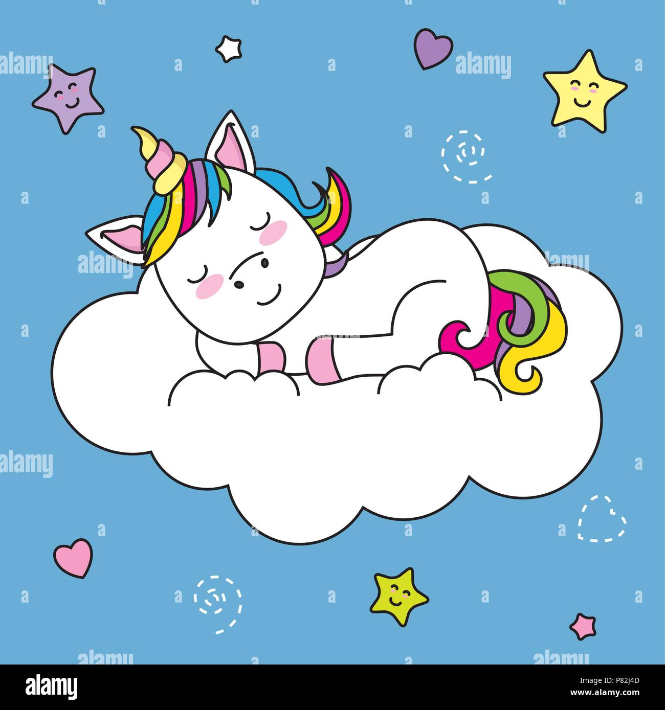 unicorn sleeping on top of a cloud Stock Vector Image & Art - Alamy