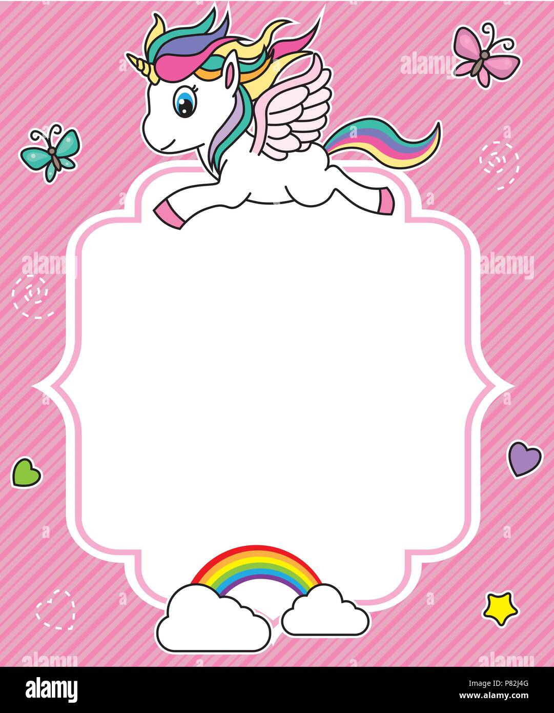cute unicorn card. Frame with space for text Stock Vector Image & Art -  Alamy