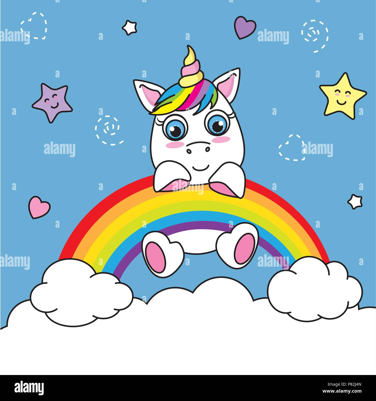 unicorn sitting on top of the rainbow Stock Vector Image & Art - Alamy