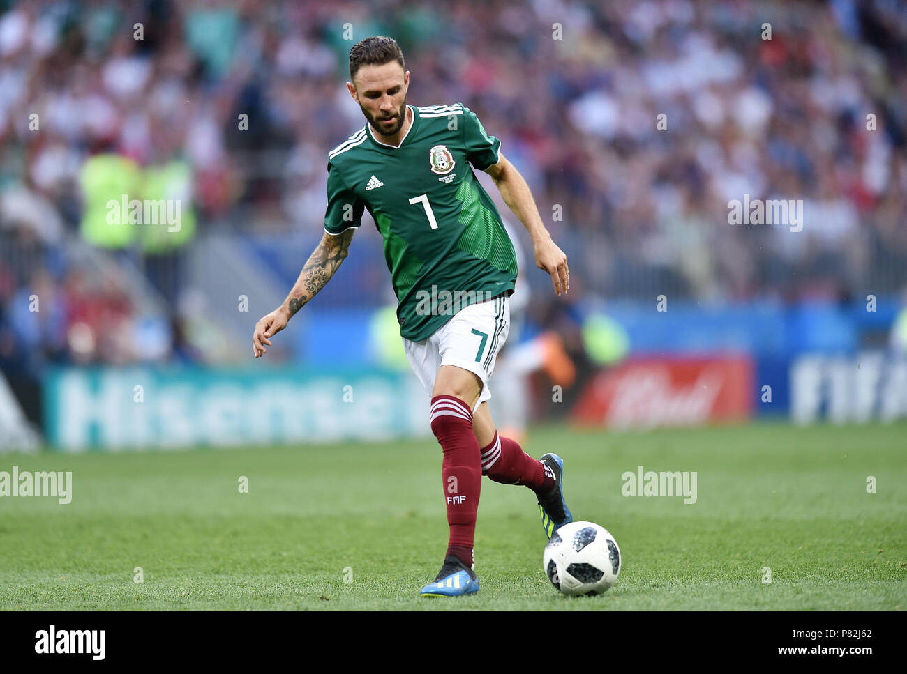 MOSCOW, RUSSIA - JUNE 17: Miguel Layun of Mexico in action during the 2018 FIFA World Cup Russia group F match between Germany and Mexico at Luzhniki Stadium on June 17, 2018 in Moscow, Russia. (Photo by Lukasz Laskowski/PressFocus/MB Media) Stock Photo