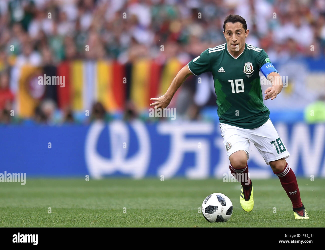 MOSCOW, RUSSIA - JUNE 17: Andres Guardado of Mexico in action during the 2018 FIFA World Cup Russia group F match between Germany and Mexico at Luzhniki Stadium on June 17, 2018 in Moscow, Russia. (Photo by Lukasz Laskowski/PressFocus/MB Media) Stock Photo