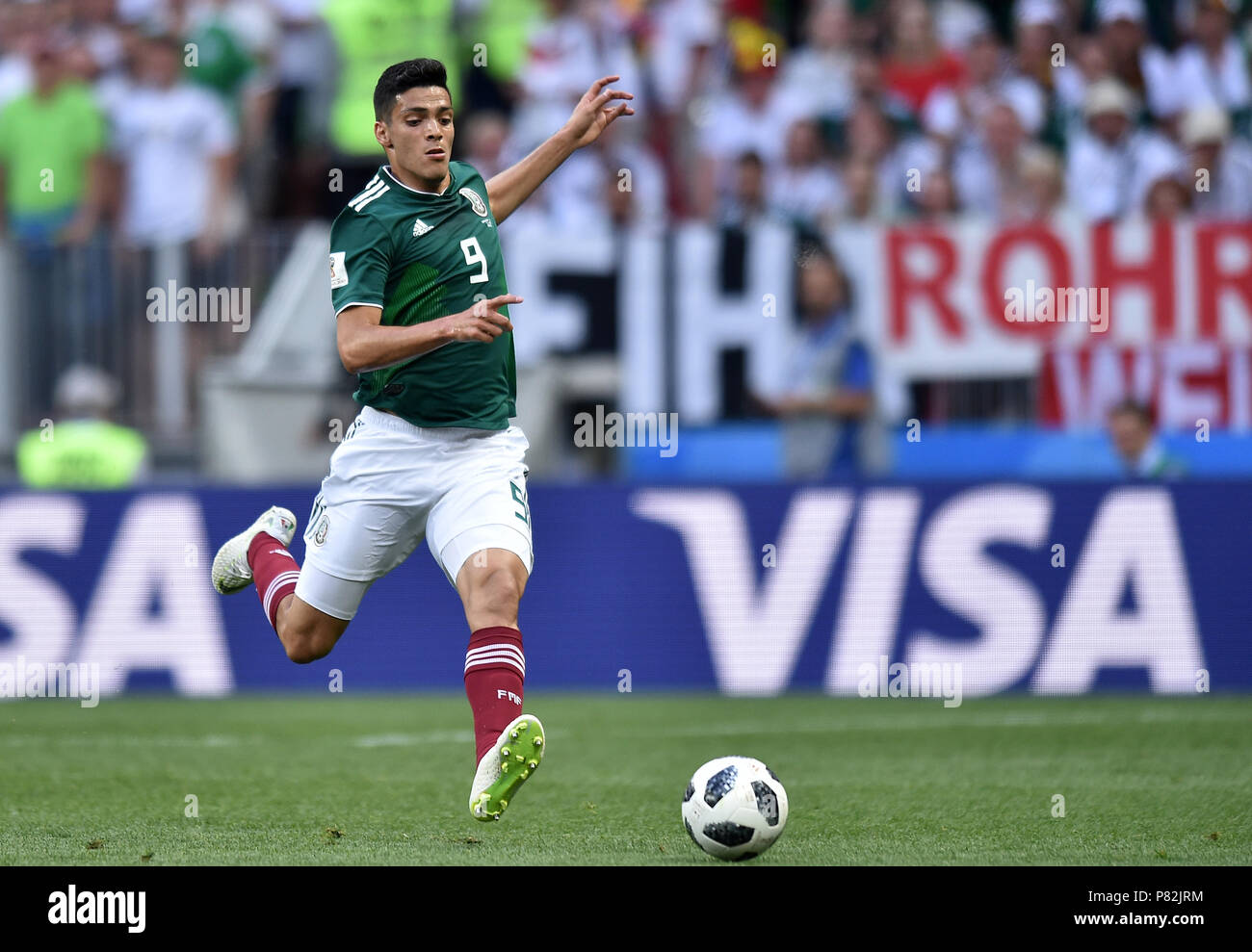 MOSCOW, RUSSIA - JUNE 17: Raul Jimenez of Mexico in action during the 2018 FIFA World Cup Russia group F match between Germany and Mexico at Luzhniki Stadium on June 17, 2018 in Moscow, Russia. (Photo by Lukasz Laskowski/PressFocus/MB Media) Stock Photo