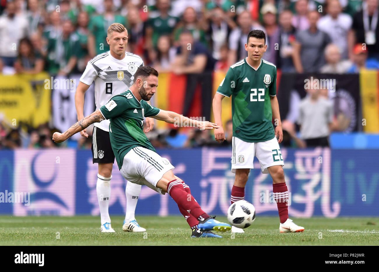 MOSCOW, RUSSIA - JUNE 17: Miguel Layun of Mexico in action during the 2018 FIFA World Cup Russia group F match between Germany and Mexico at Luzhniki Stadium on June 17, 2018 in Moscow, Russia. (Photo by Lukasz Laskowski/PressFocus/MB Media) Stock Photo