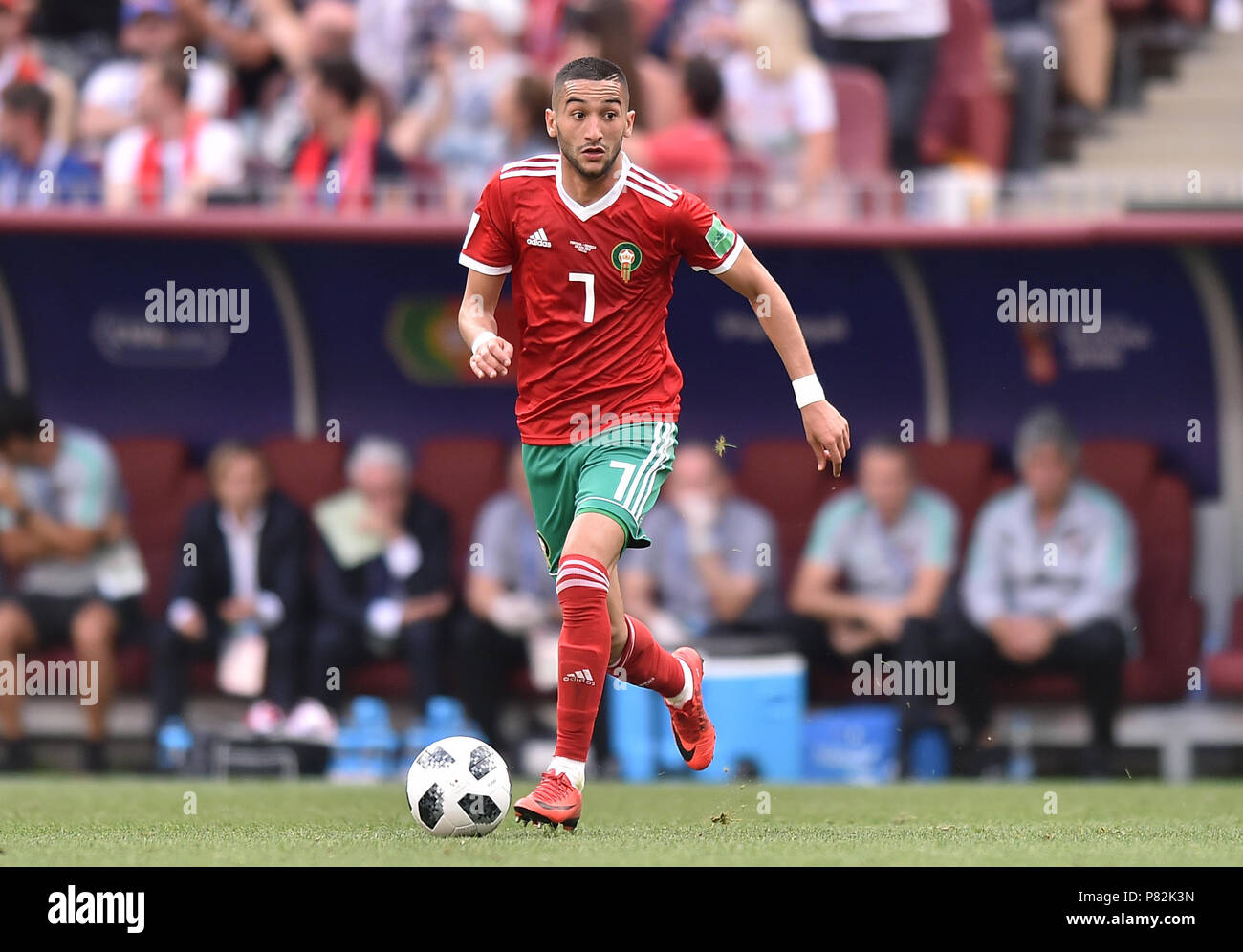 MOSCOW, RUSSIA - JUNE 20: Hakim Ziyach of Morocco in action during the 2018 FIFA World Cup Russia group B match between Portugal and Morocco at Luzhniki Stadium on June 20, 2018 in Moscow, Russia. (Photo by Lukasz Laskowski/PressFocus/MB Media) Stock Photo