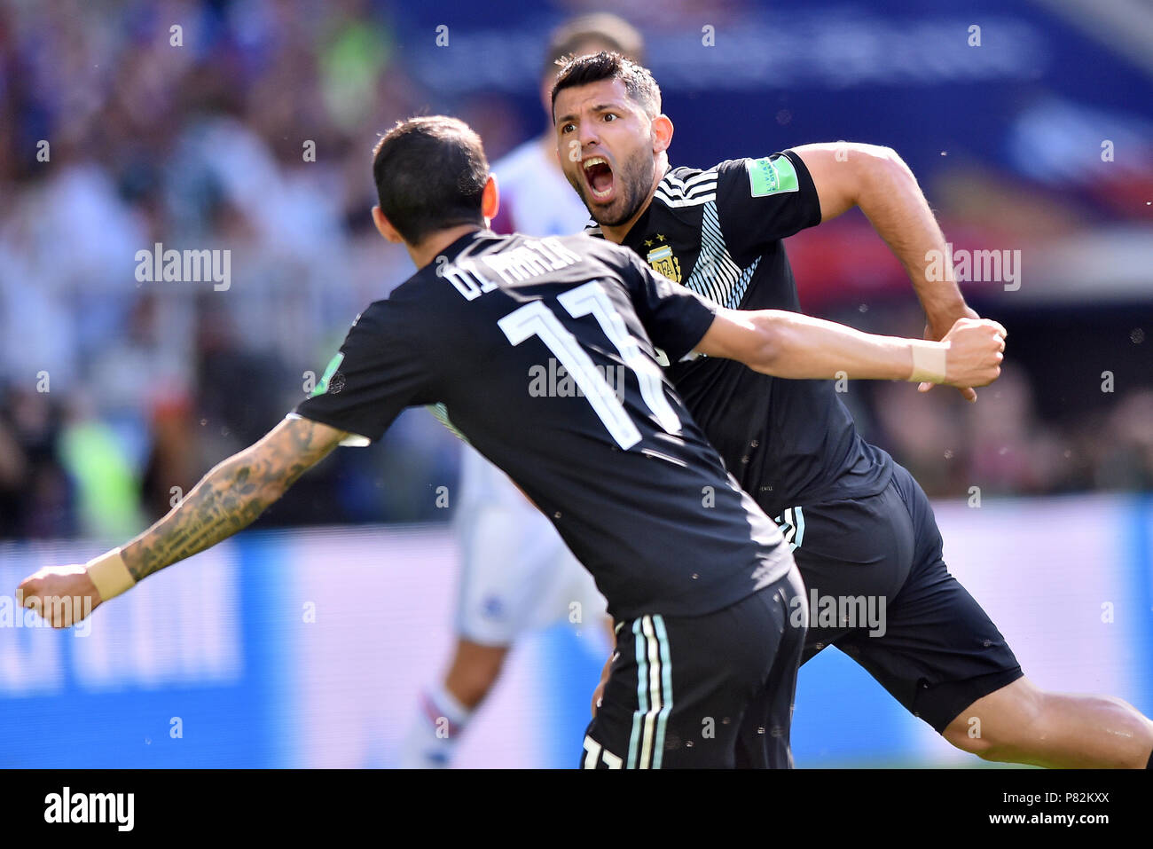 MOSCOW, RUSSIA - JUNE 16: Sergio Aguero of Argentina celebrates scoring a goal during the 2018 FIFA World Cup Russia group D match between Argentina and Iceland at Spartak Stadium on June 16, 2018 in Moscow, Russia. (Photo by Lukasz Laskowski/PressFocus/MB Media) Stock Photo