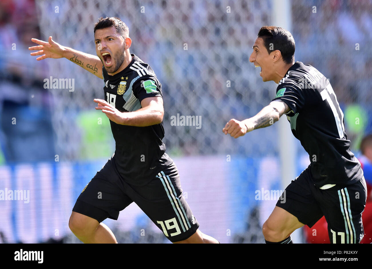 MOSCOW, RUSSIA - JUNE 16: Sergio Aguero of Argentina celebrates scoring a goal during the 2018 FIFA World Cup Russia group D match between Argentina and Iceland at Spartak Stadium on June 16, 2018 in Moscow, Russia. (Photo by Lukasz Laskowski/PressFocus/MB Media) Stock Photo