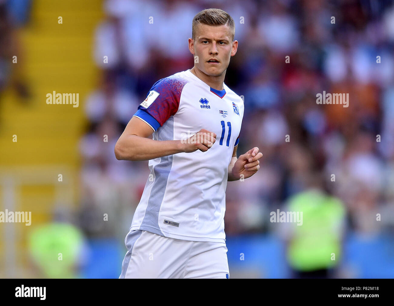 MOSCOW, RUSSIA - JUNE 16: Alfred Finnbogason of Iceland during the 2018 FIFA World Cup Russia group D match between Argentina and Iceland at Spartak Stadium on June 16, 2018 in Moscow, Russia. (Photo by Lukasz Laskowski/PressFocus/MB Media) Stock Photo