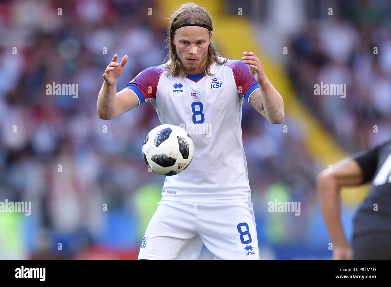 MOSCOW, RUSSIA - JUNE 16: Birkir Bjarnason of Iceland in action during the 2018 FIFA World Cup Russia group D match between Argentina and Iceland at Spartak Stadium on June 16, 2018 in Moscow, Russia. (Photo by Lukasz Laskowski/PressFocus/MB Media) Stock Photo