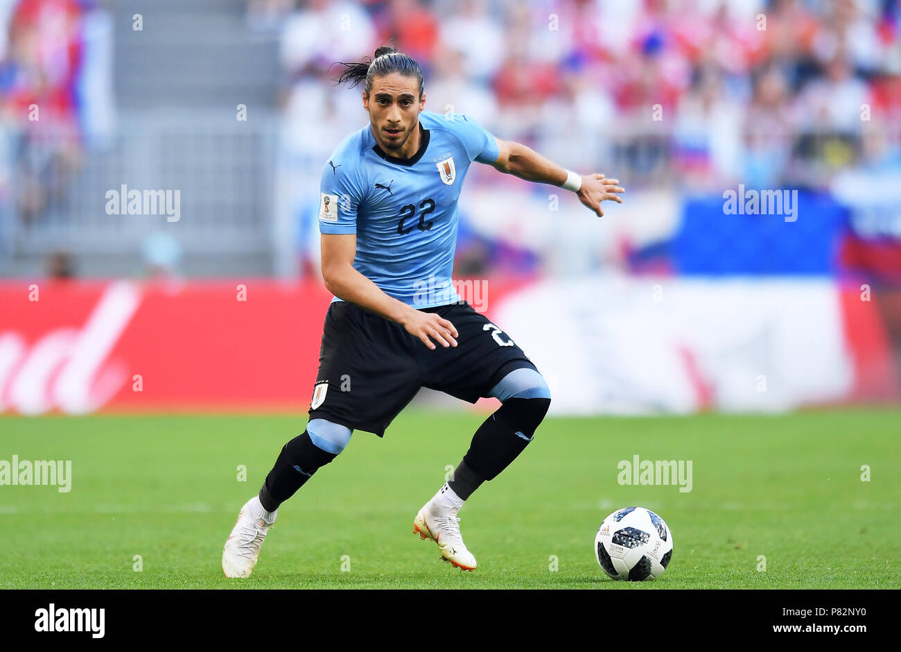 SAMARA, RUSSIA - JUNE 25: Martin Caceres of Uruguay in action during the 2018 FIFA World Cup Russia group A match between Uruguay and Russia at Samara Arena on June 25, 2018 in Samara, Russia. (Photo by Lukasz Laskowski/PressFocus/MB Media) Stock Photo