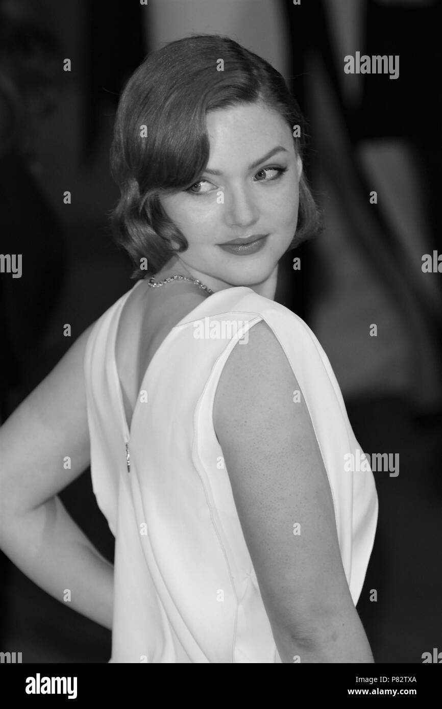 LONDON - FEB 08, 2015: ( Image digitally altered to monochrome ) Holliday Grainger attends the EE British Academy Film Awards at The Royal Opera House in London Stock Photo