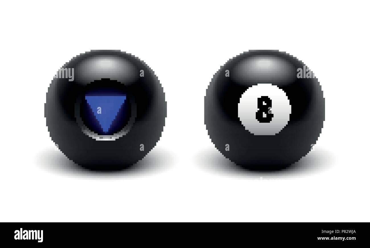 Vector illustration Magic 8 ball set. Eight. Isolated on a transparent checkered background. EPS 10 Stock Vector