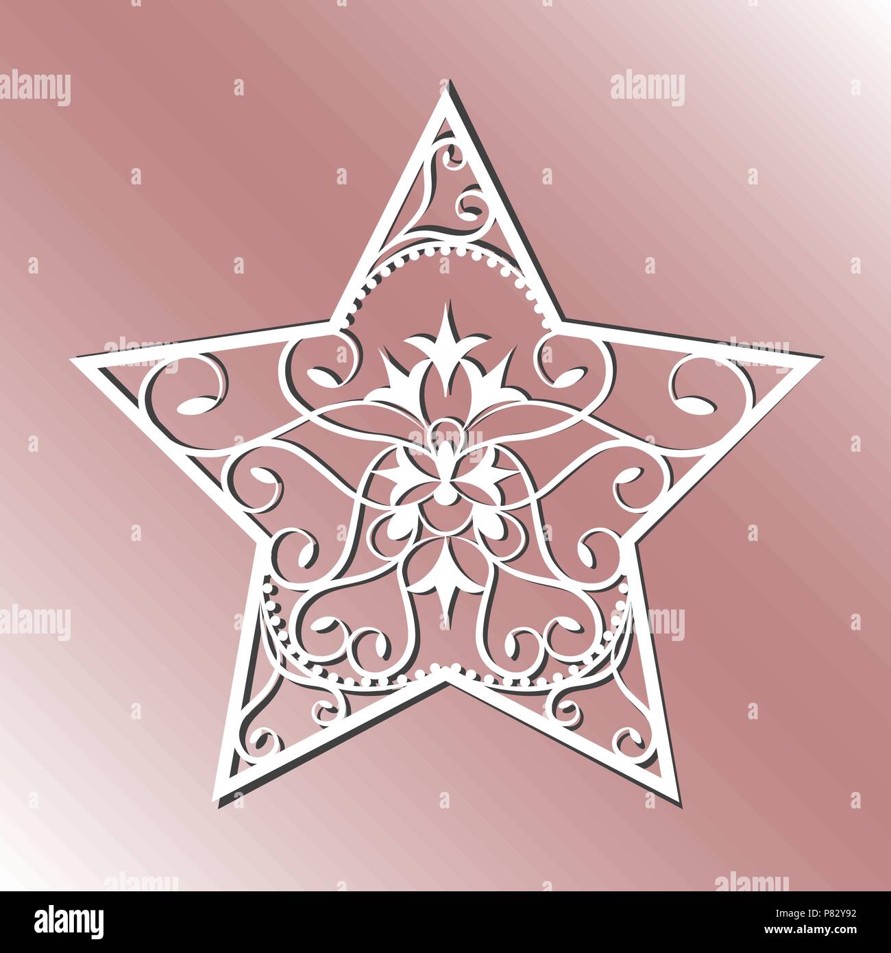 Cutting card. Laser cut star vector panel. Cutout silhouette with star  pattern. Filigree star pattern for paper cutting. white Stock Vector Image  & Art - Alamy