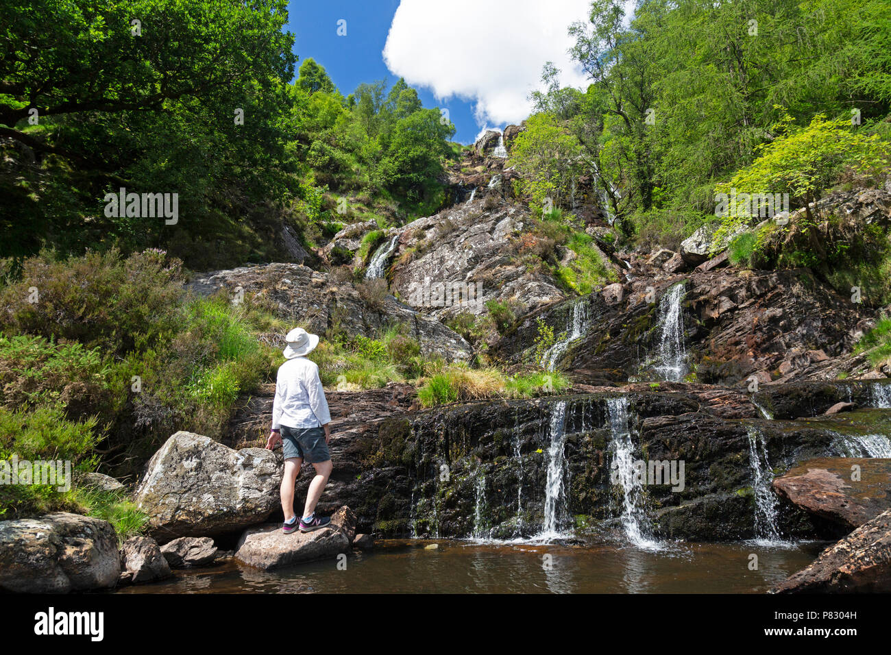 The Rhiwargor Waterfall, or Pistyll Rhydymeincau, on the slopes of