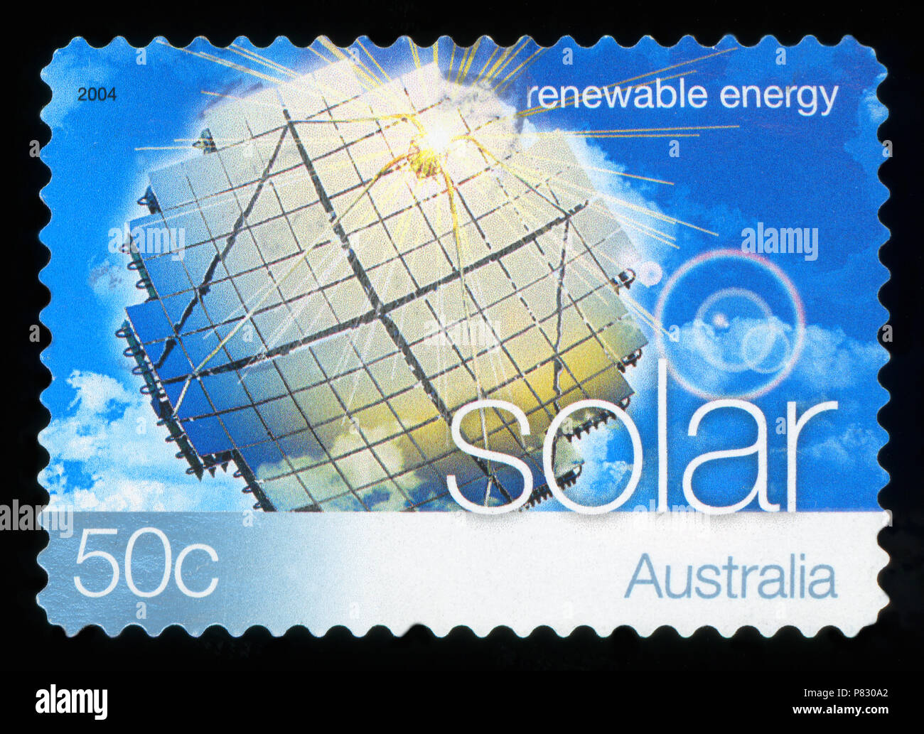 Australia postage - Stamp printed in Australia shows the renewable energy Stock Photo