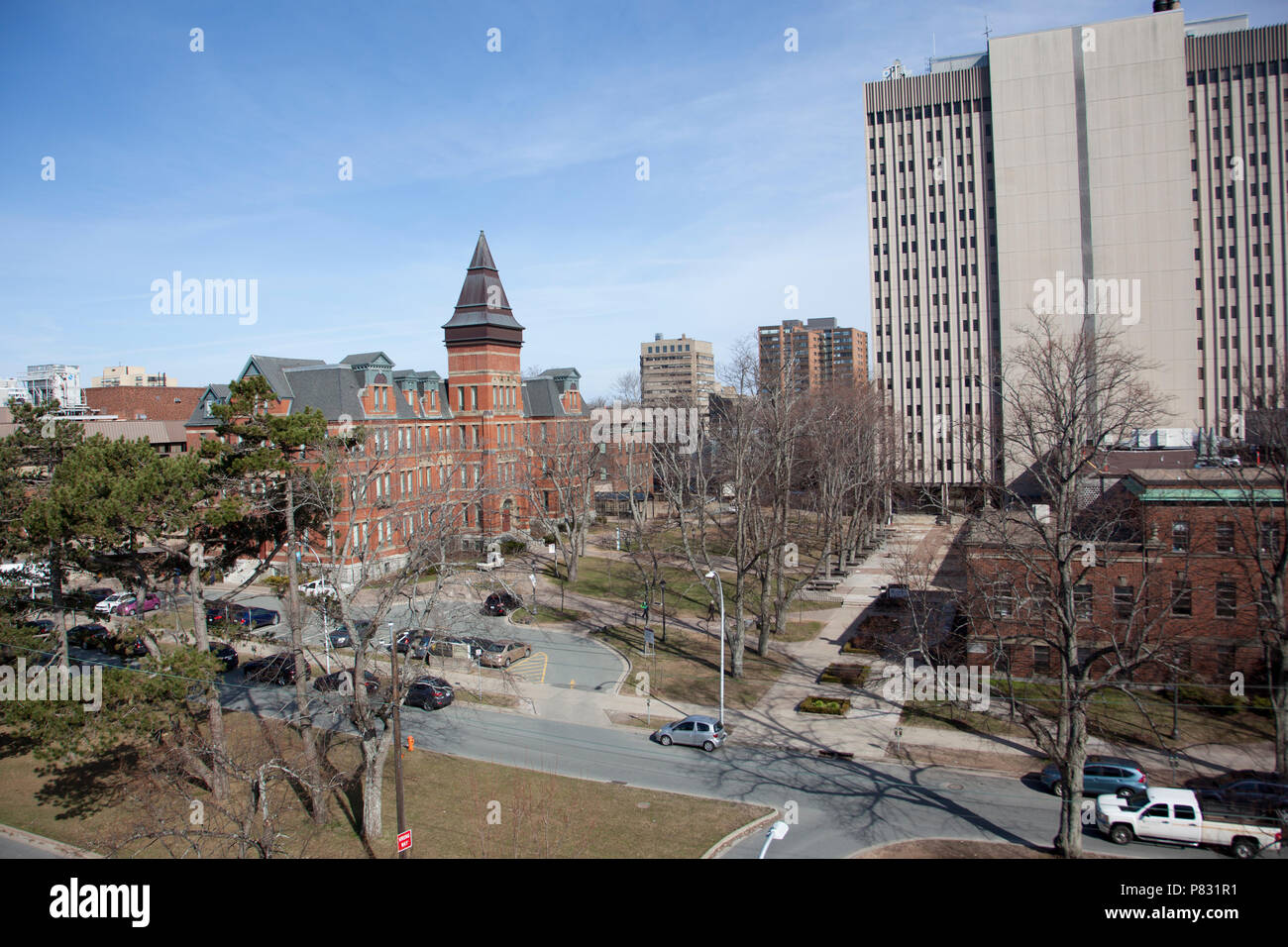 April 25, 2018 - Halifax, Nova Scotia: Looking across Dalhousie campus to the Forest building, which is home of nursing and occupational therapy, and  Stock Photo