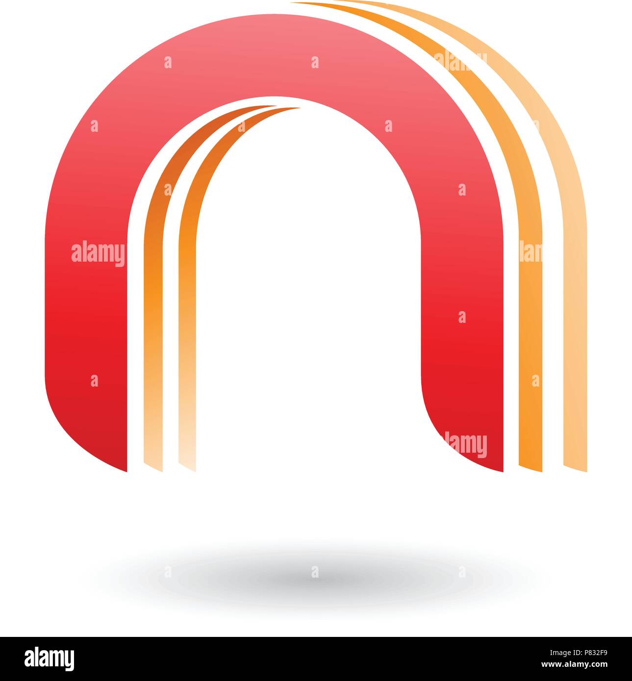 Vector Illustration of a Red Layered Icon for Letter N isolated on a ...