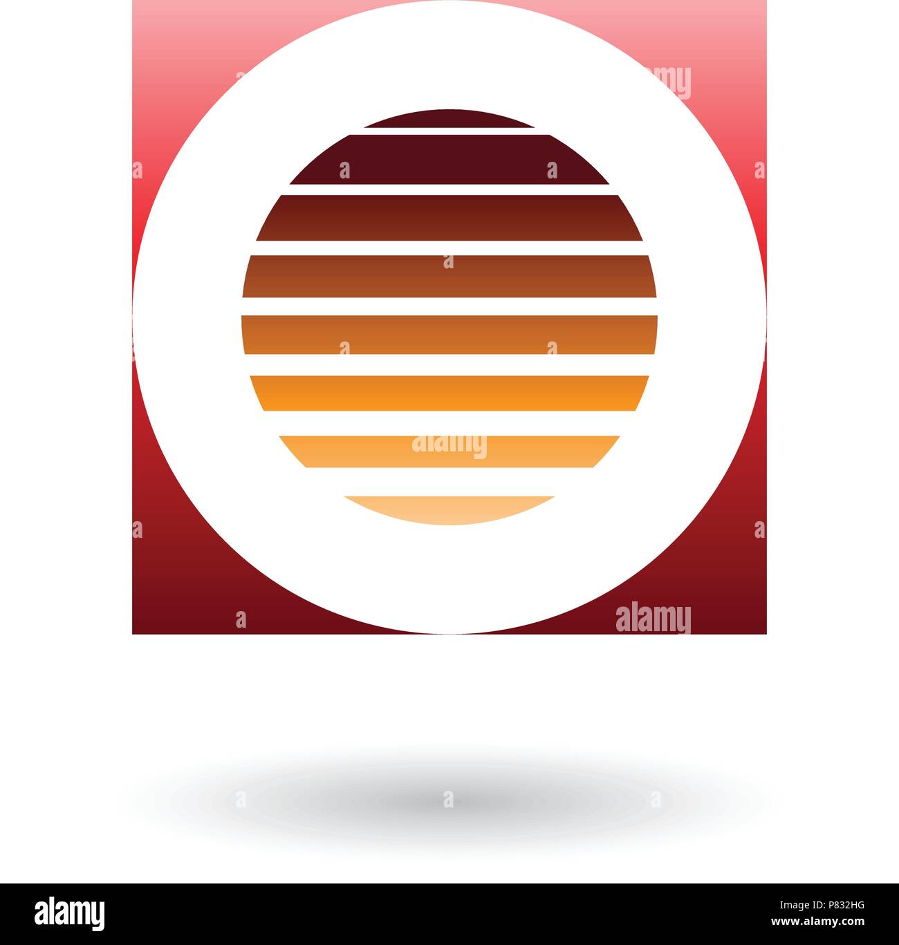 Vector Illustration of a Striped Square Red and Orange Icon for Letter ...