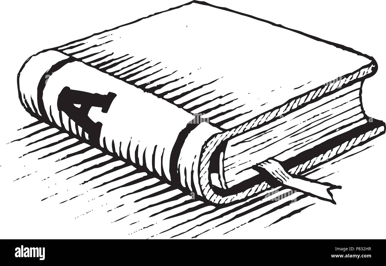 Vectorized Ink Drawing of a Black Book isolated on a White Background Stock Vector