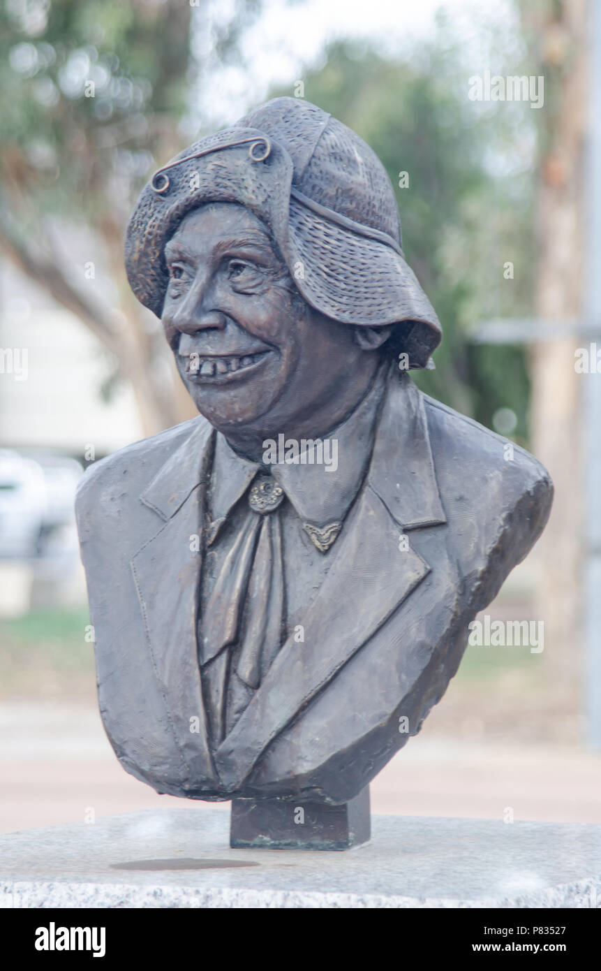 Sculpture of Chad Morgan (1933- ) by Kate French. Displayed at Bicentennial Park, Tamworth NSW Australia. Stock Photo