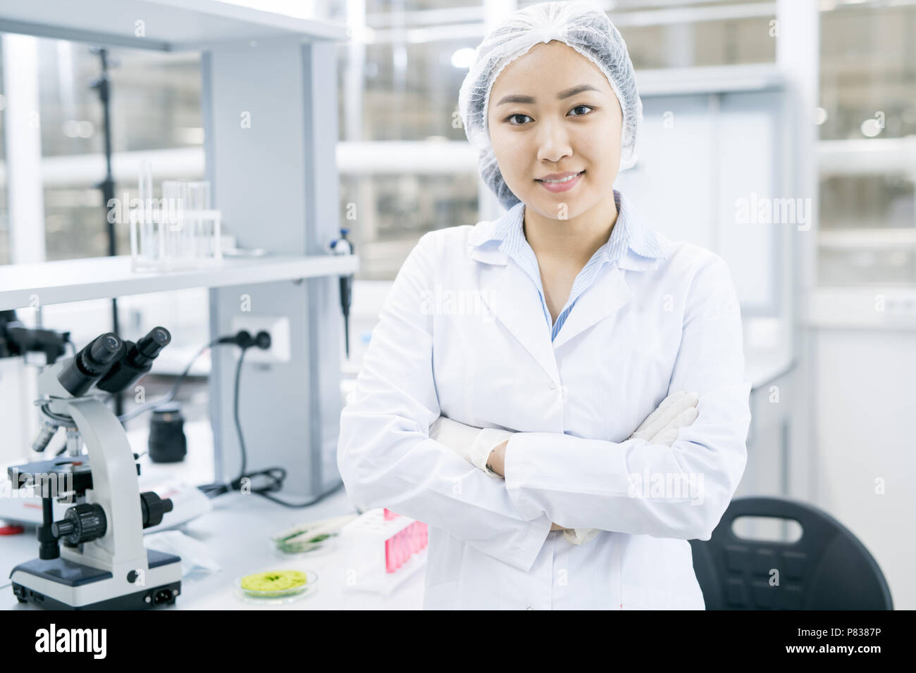 Asian Female Scientist in Laboratory Stock Photo