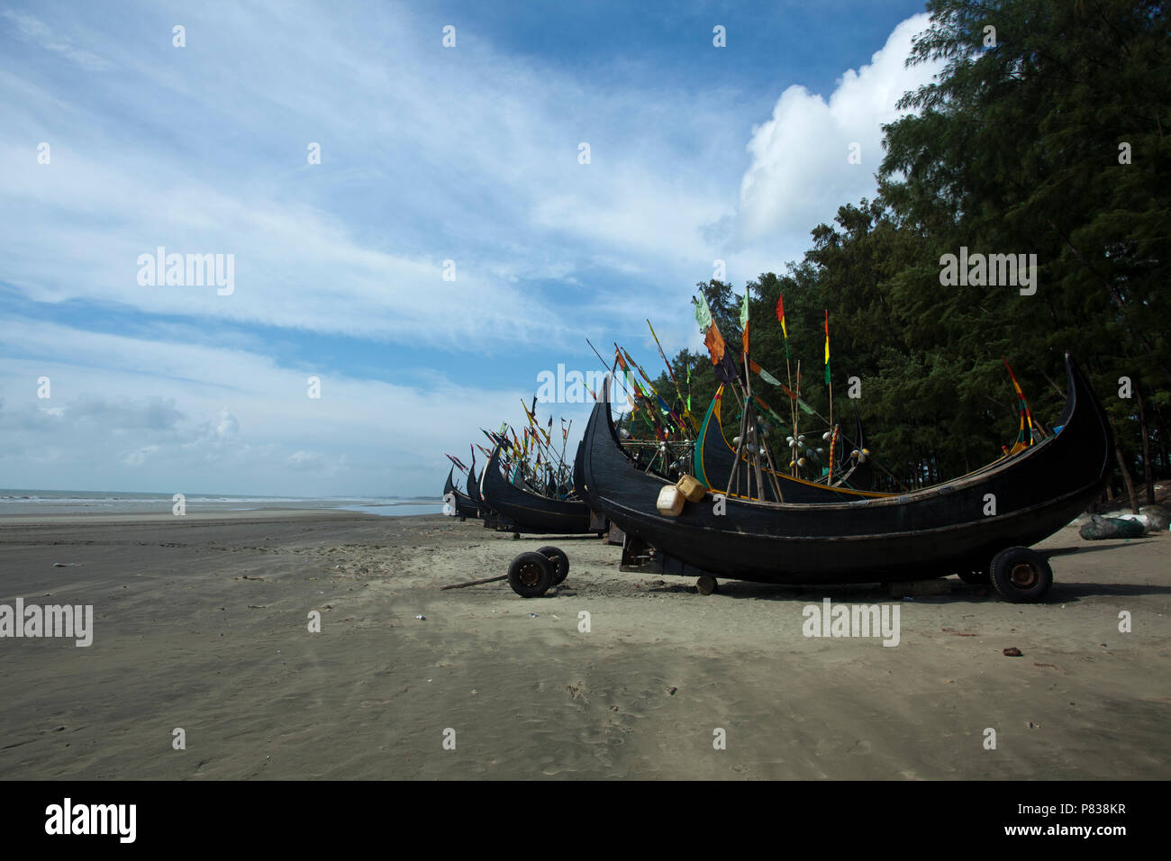 Hajampara sea beach. It is a part of the Cox's Bazaar sea beach, the longest sea beach in the world. Teknaf, Cox´s Bazar, Bangladesh. Stock Photo