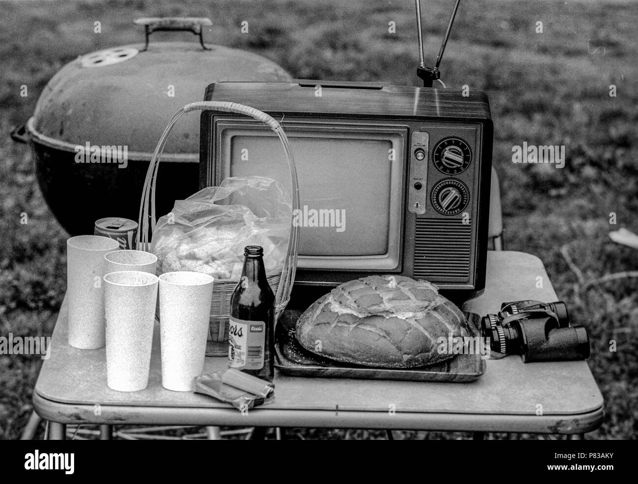 Stanford, California, USA. 20th Jan, 1985. Party supplies at the Super Bowl XIX tailgate on the Stanford University campus. The San Francisco 49ers defeated the Miami Dolphins 38-16 on Sunday, January 20, 1985. Credit: Al Golub/ZUMA Wire/Alamy Live News Stock Photo
