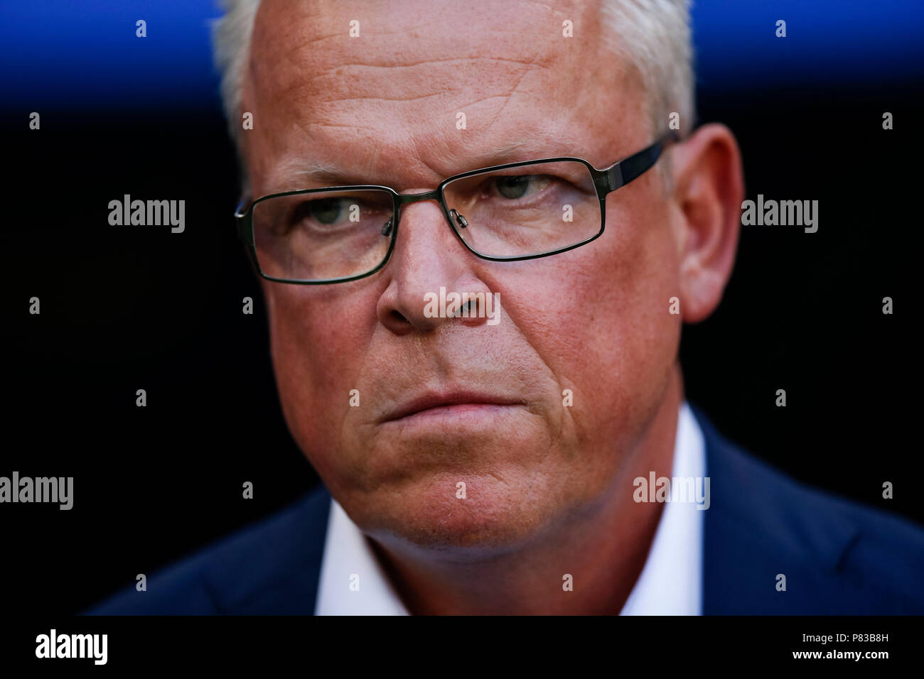 Samara, Russia. 7th July, 2018. Sweden Manager Janne Andersson  before the 2018 FIFA World Cup Quarter Final match between Sweden and England at Samara Arena on July 7th 2018 in Samara, Russia. (Photo by Daniel Chesterton/phcimages.com) Credit: PHC Images/Alamy Live News Stock Photo