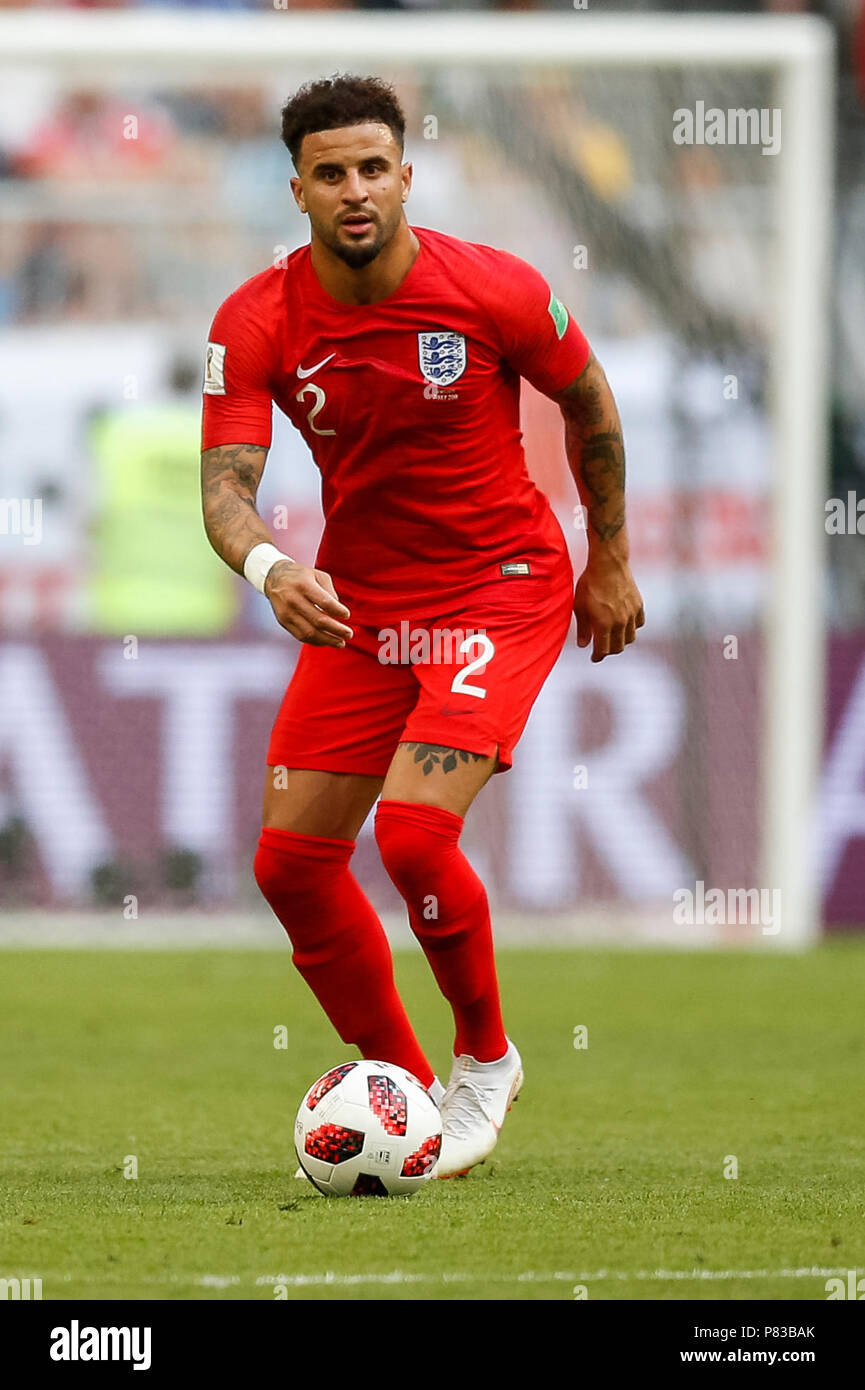 Samara, Russia. 7th July, 2018. Kyle Walker of England during the 2018 FIFA World Cup Quarter Final match between Sweden and England at Samara Arena on July 7th 2018 in Samara, Russia. (Photo by Daniel Chesterton/phcimages.com) Credit: PHC Images/Alamy Live News Stock Photo