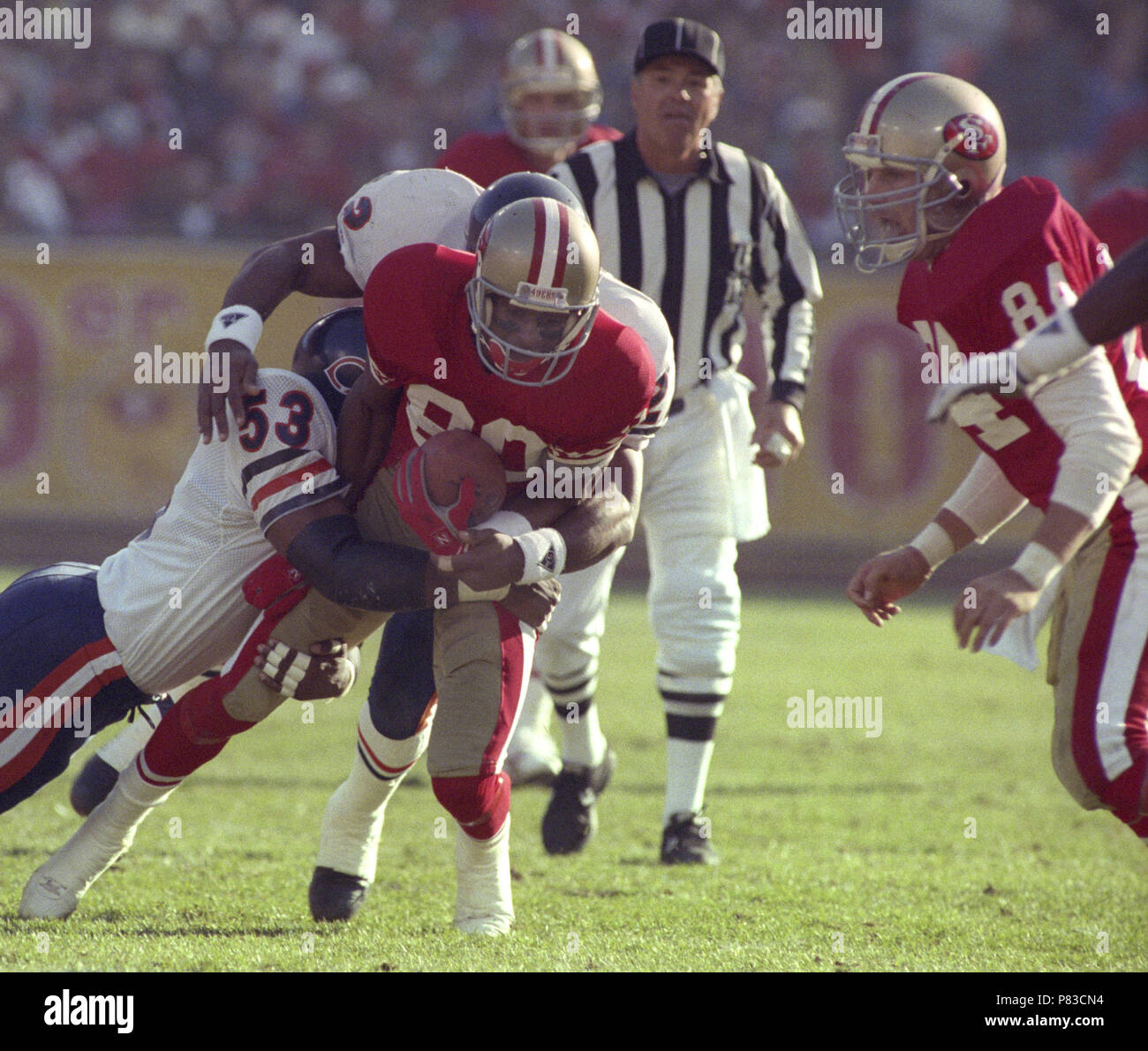 Wide Receiver Jerry Rice #80 of the San Francisco 49ers warms-up on the  sidelines.Circa the 1980's. (Icon Sportswire via AP Images Stock Photo -  Alamy