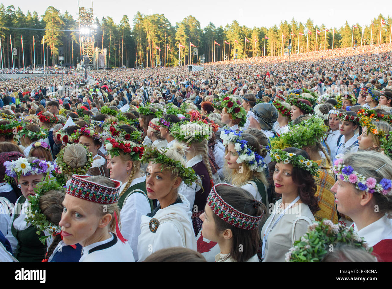 Riga, Latvia. 8th July 2018. 08.07.2018. RIGA, LATVIA. Closing Concert 'Following the Starry Path' during The Song and Dance Celebration. Credit: Gints Ivuskans/Alamy Live News Stock Photo