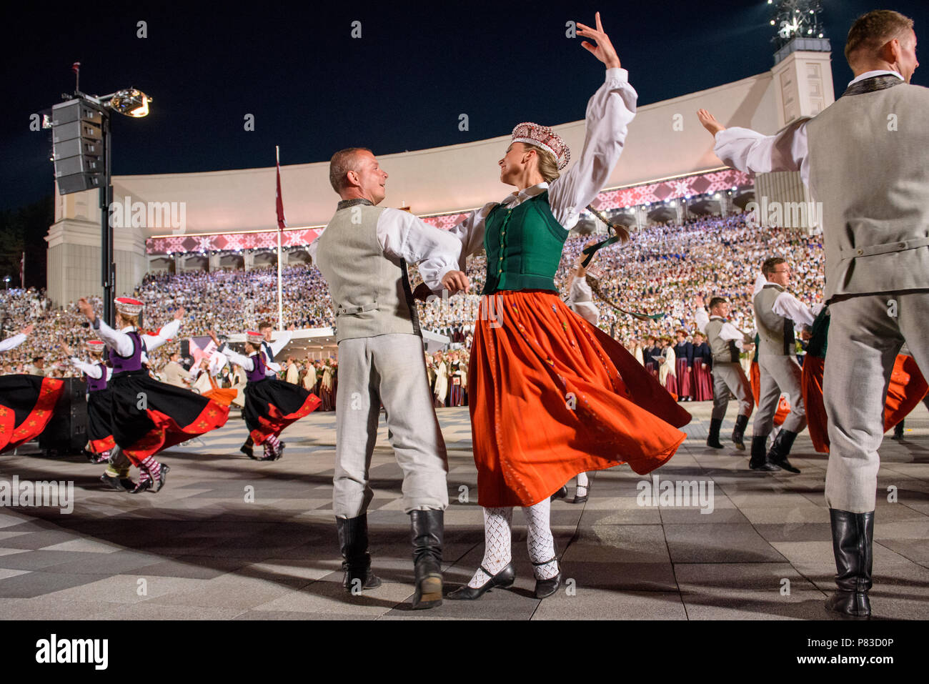 Riga, Latvia. 8th July 2018. 08.07.2018. RIGA, LATVIA. Closing Concert 'Following the Starry Path' during The Song and Dance Celebration. Credit: Gints Ivuskans/Alamy Live News Stock Photo