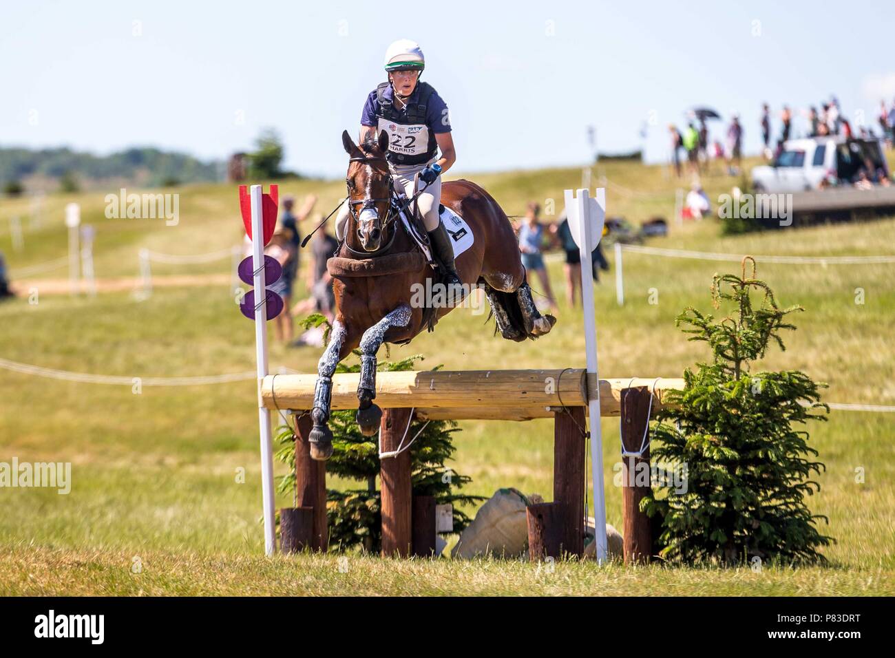 Wiltshire, UK. 8th July, 2018. 4th Place. Flora Harris riding Bayano. GBR.Day 4. CIC***. Event Rider Masters. Section A. Cross Country. Day 4. St James Barbury Horse Trials. Wroughton. Wilstshire. UK. 08/07/2018. Credit: Sport In Pictures/Alamy Live News Stock Photo